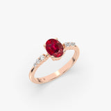 Solid Gold Oval Ruby Ring with Diamonds