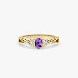 Oval Amethyst Ring with Diamonds in Gold