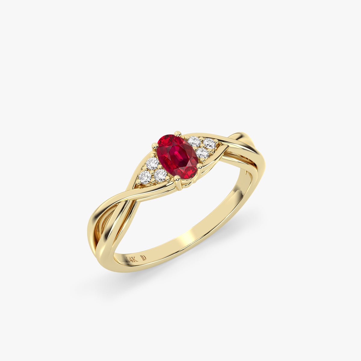 Oval Ruby Ring with Diamonds in Gold