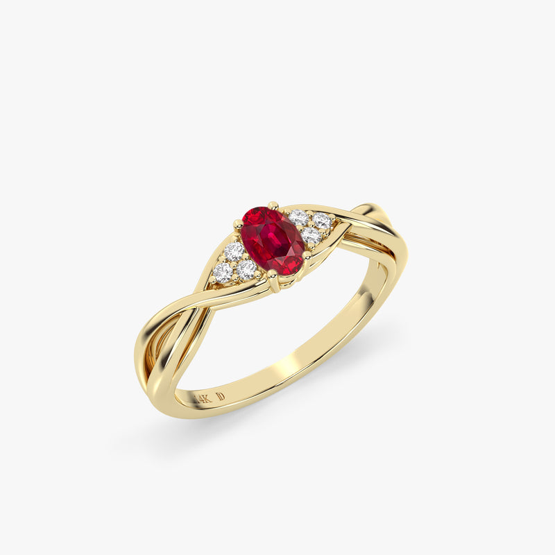 Oval Ruby Ring with Diamonds in Gold