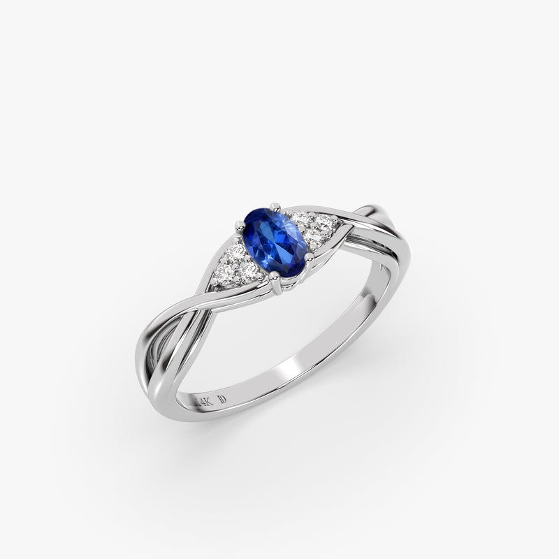Oval Sapphire Ring with Diamonds in Gold