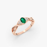 Oval Emerald Ring with Diamonds in Gold
