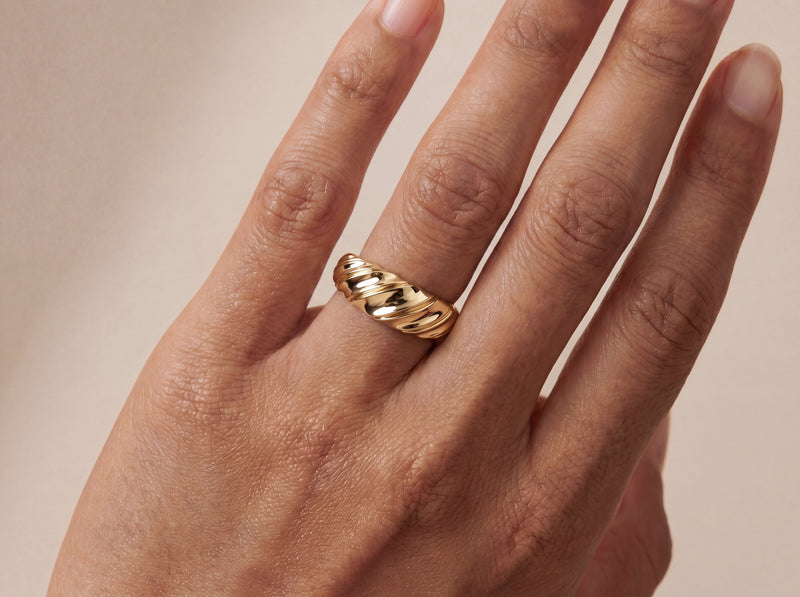 Gold Dome Twist Ring