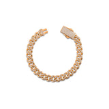 Solid Gold Pavé Miami Cuban Bracelet with Diamond Clasp – 9mm