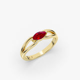 Marquise Shape Ruby Ring in Gold
