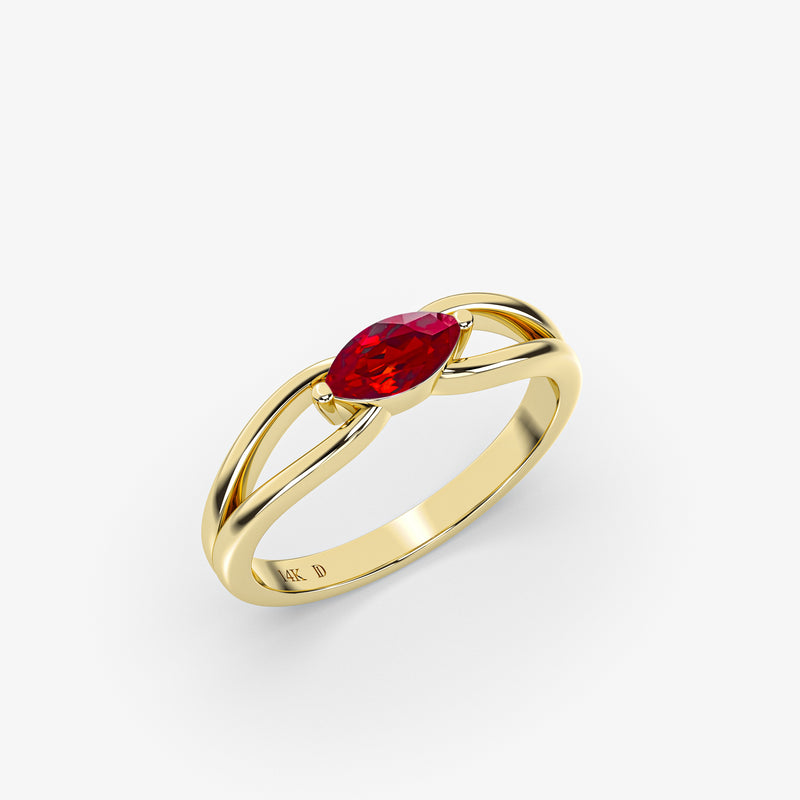 Marquise Shape Ruby Ring in Gold