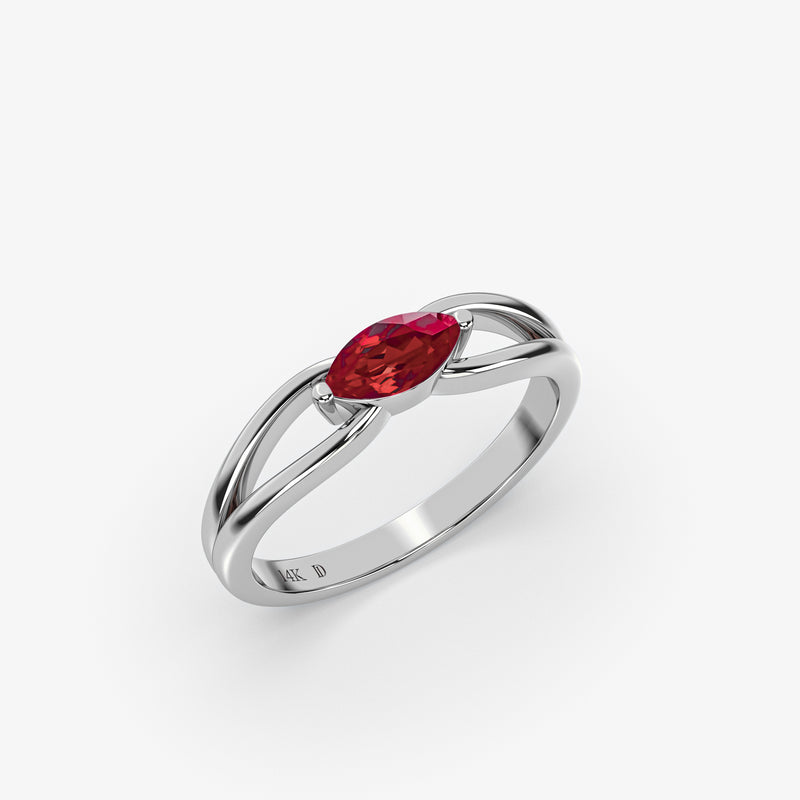 Marquise Shape Ruby Ring in Gold