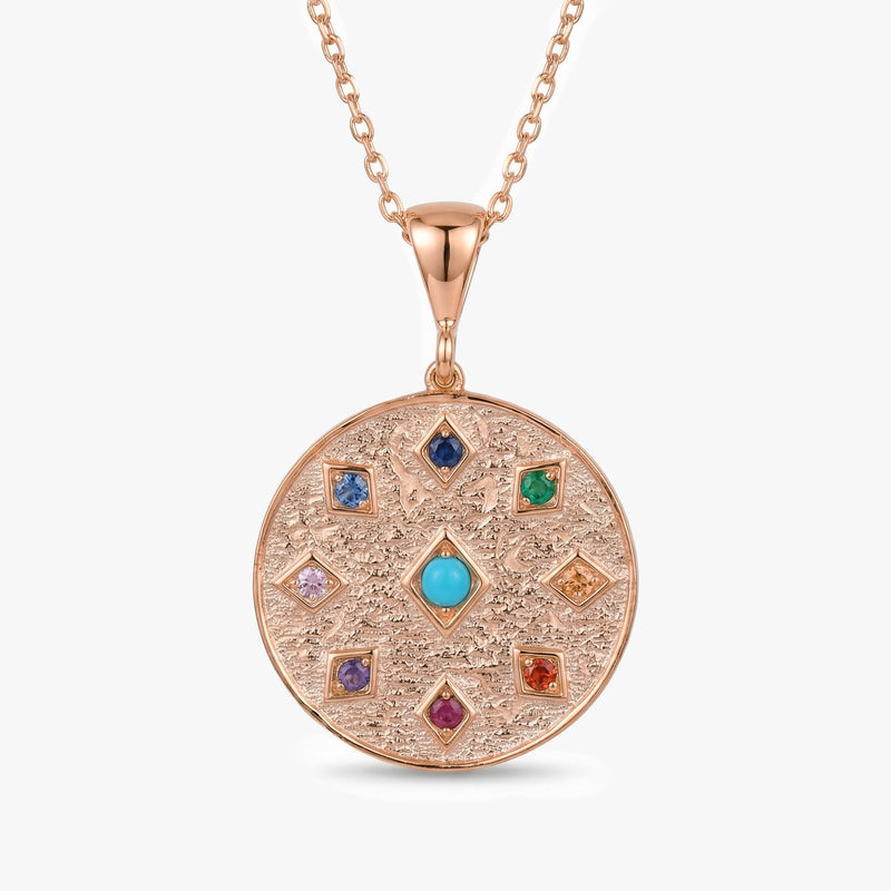Gold Multicolour Medallion Necklace