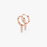 Triple Diamond Drop Hoop Earrings