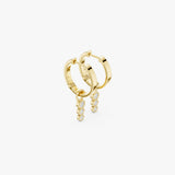Triple Diamond Drop Hoop Earrings
