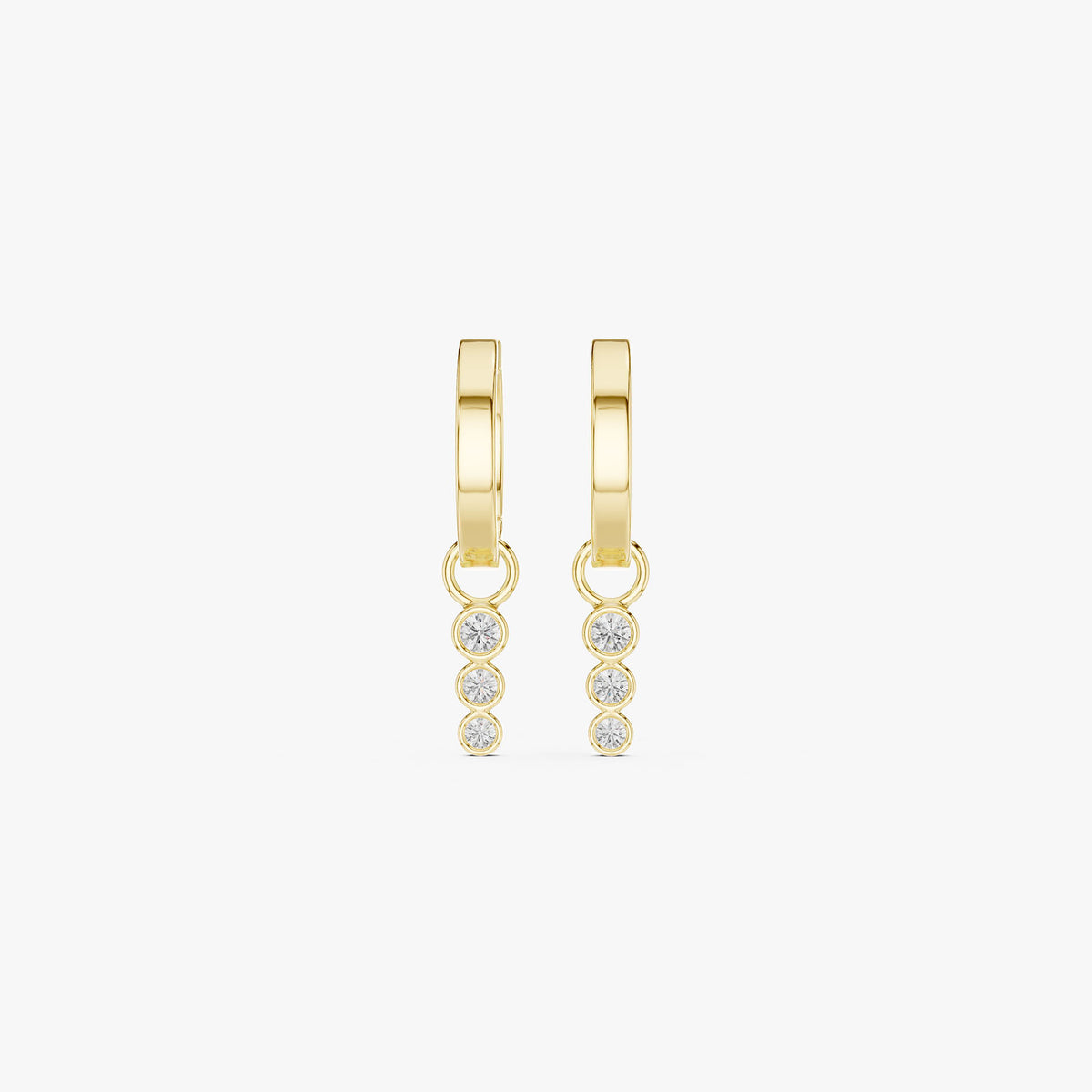 Triple Diamond Drop Hoop Earrings