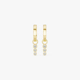 Triple Diamond Drop Hoop Earrings