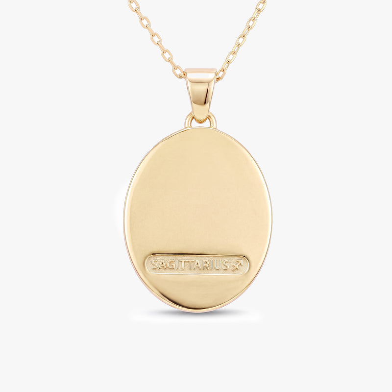 Sagittarius Zodiac Diamond Solid Gold Necklace
