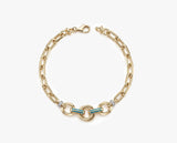 Gold Link Bracelet with Turquoise Detail