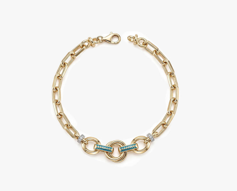 Gold Link Bracelet with Turquoise Detail