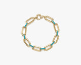 Gold Link Bracelet with Turquoise Accent