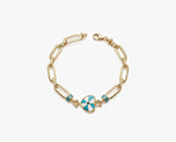 Gold Link Bracelet with Turquoise Heart