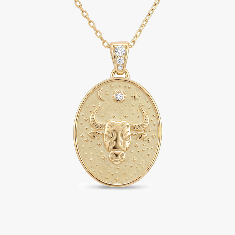 Taurus Zodiac Diamond Gold Necklace