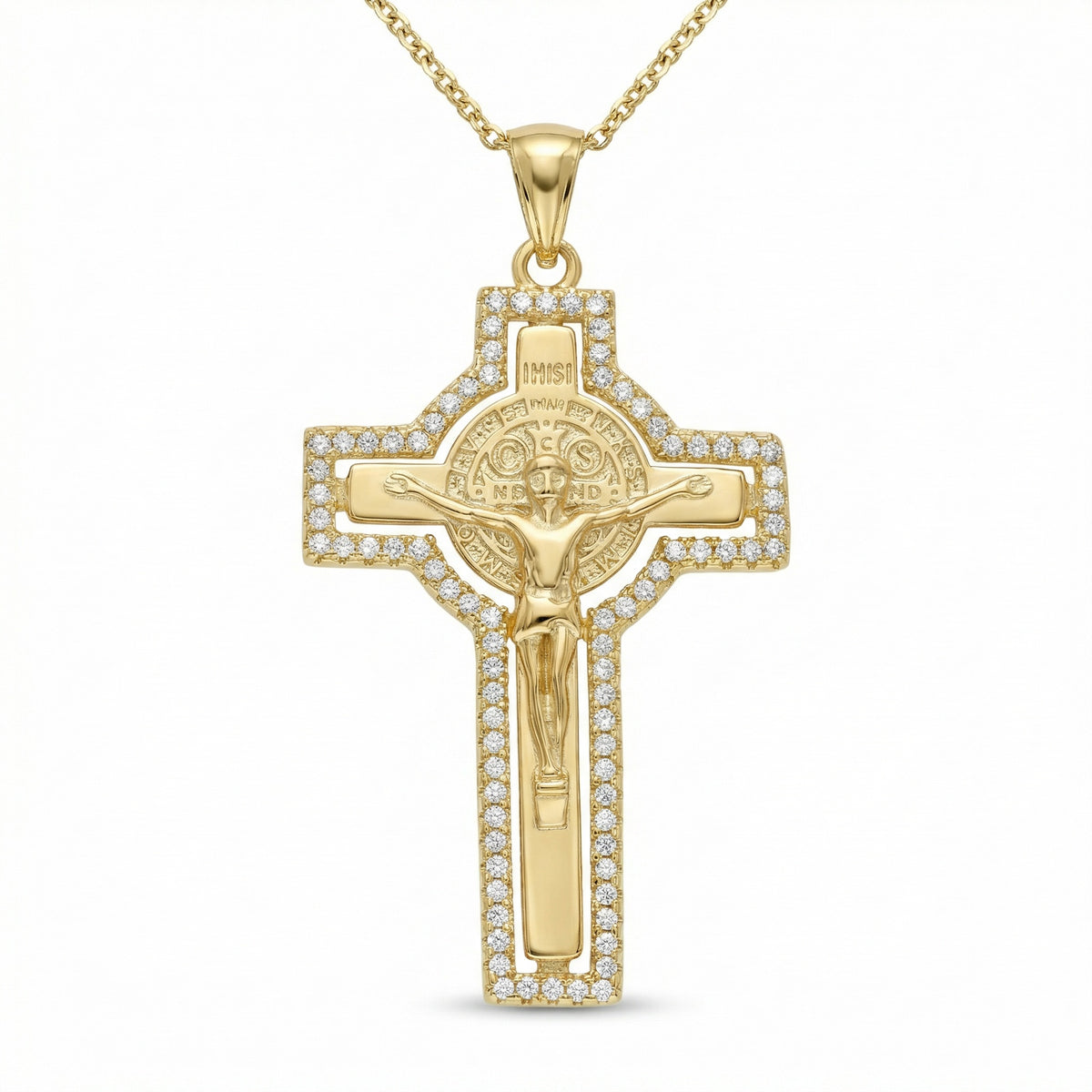 Solid Gold St. Benedict Crucifix Pendant