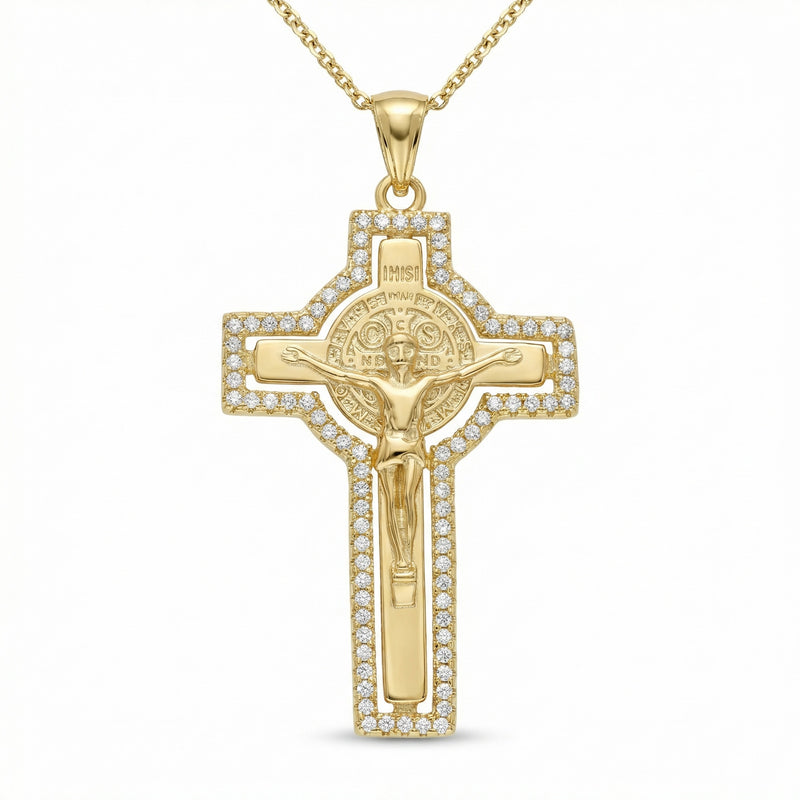 Solid Gold St. Benedict Crucifix Pendant