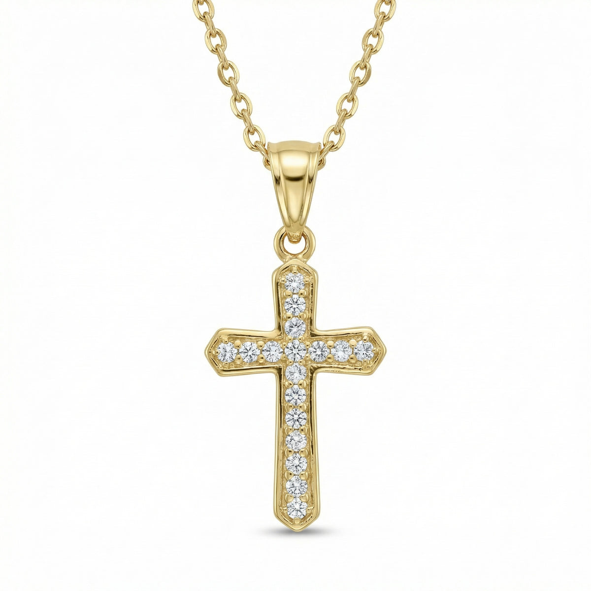 Gold Lab Grown Diamond Cross Pendant