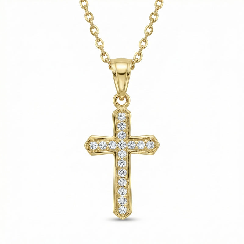 Gold Lab Grown Diamond Cross Pendant
