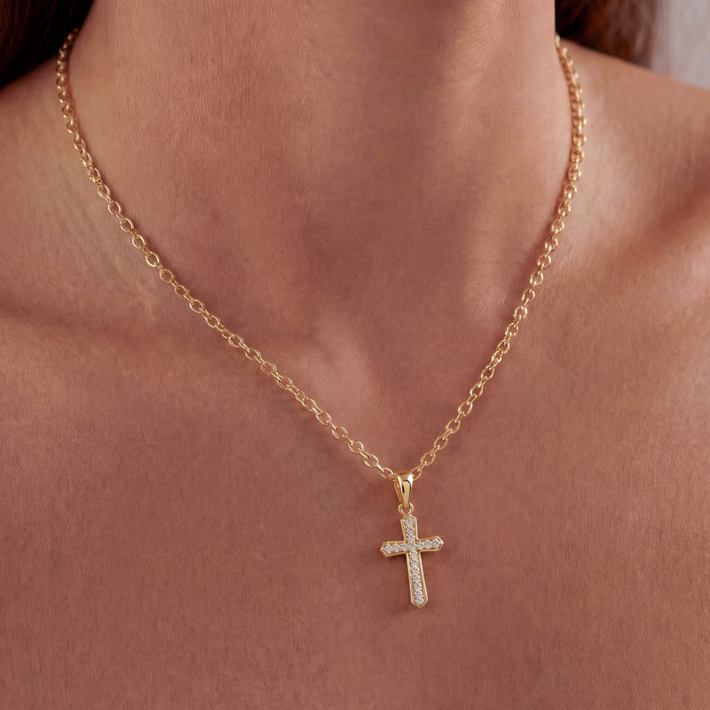 Gold Lab Grown Diamond Cross Pendant