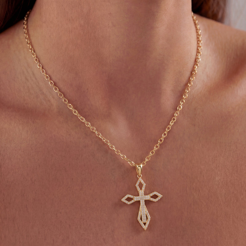 Gold Diamond Cross Pendant