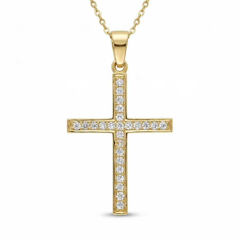 Gold Lab Grown Diamond Cross Pendant
