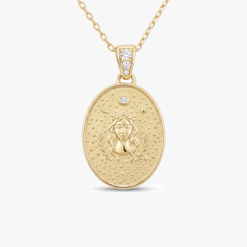 Virgo Zodiac Diamond Gold Necklace