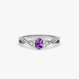 Oval Amethyst Ring with Diamonds in Gold