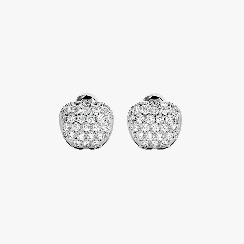 Gold Apple Diamond Stud Earrings