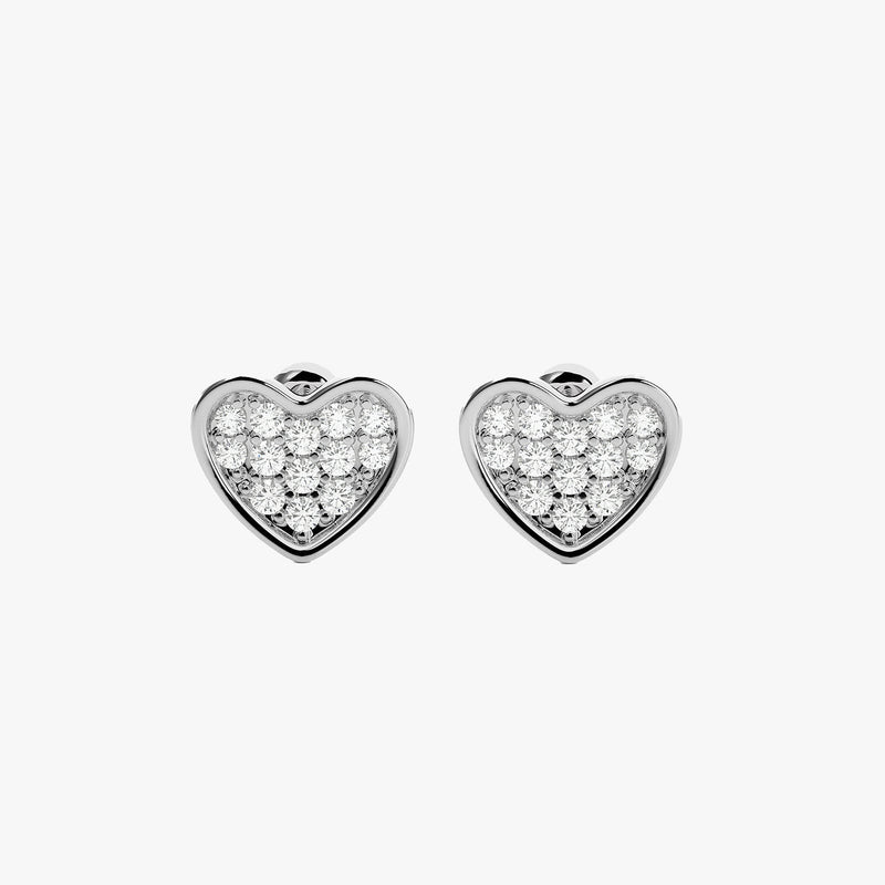Gold Heart Diamond Stud Earrings