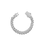 Solid Gold Half Pavé Miami Cuban Bracelet with Diamond Clasp – 11mm