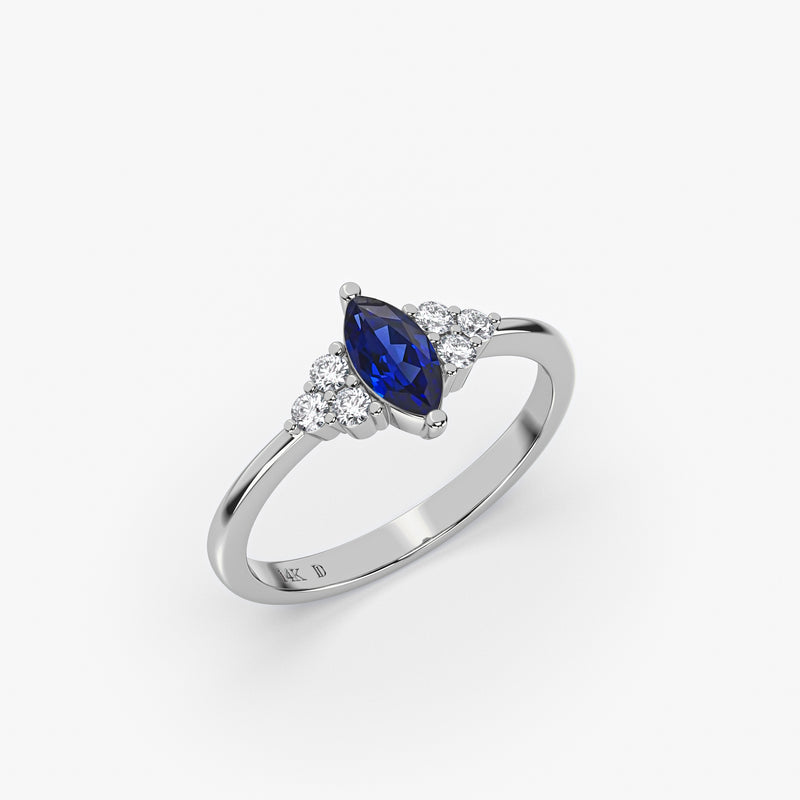 Marquise Sapphire Ring in Gold