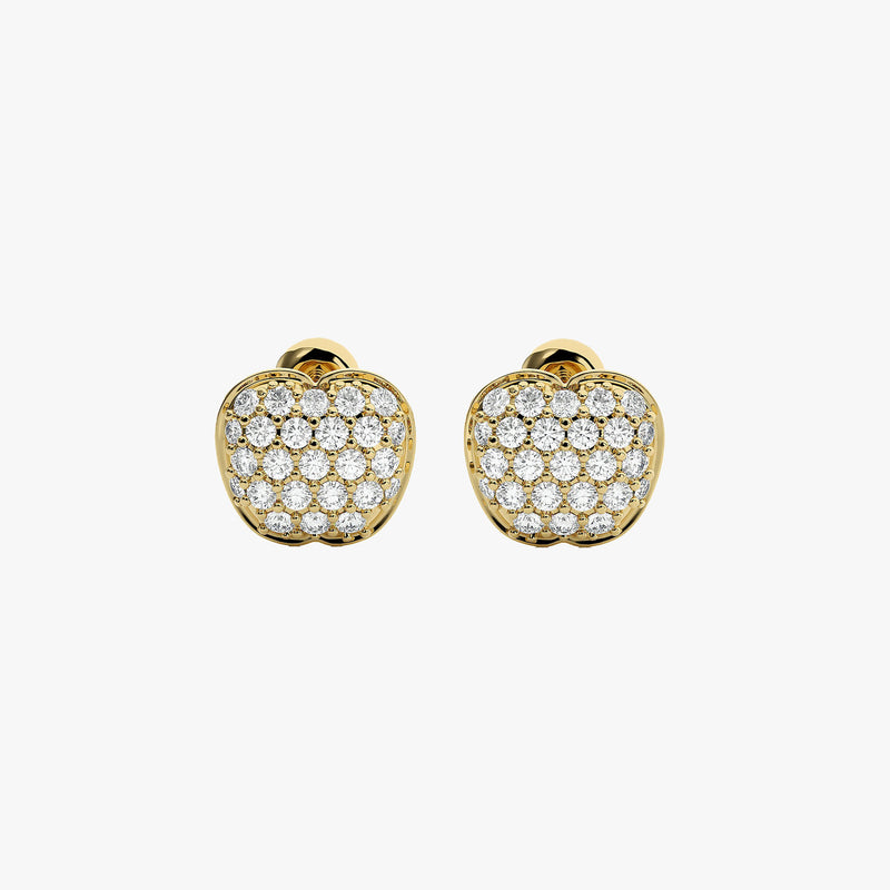 Gold Apple Diamond Stud Earrings