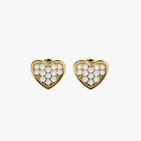 Gold Heart Diamond Stud Earrings