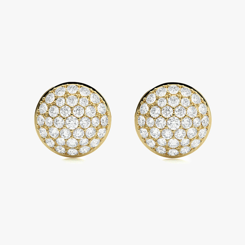 Gold Diamond Dome Stud Earrings