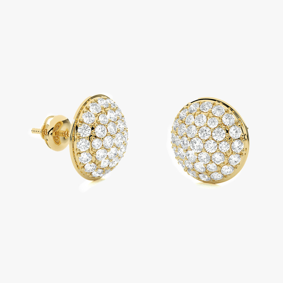 Gold Diamond Dome Stud Earrings