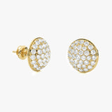 Gold Diamond Dome Stud Earrings