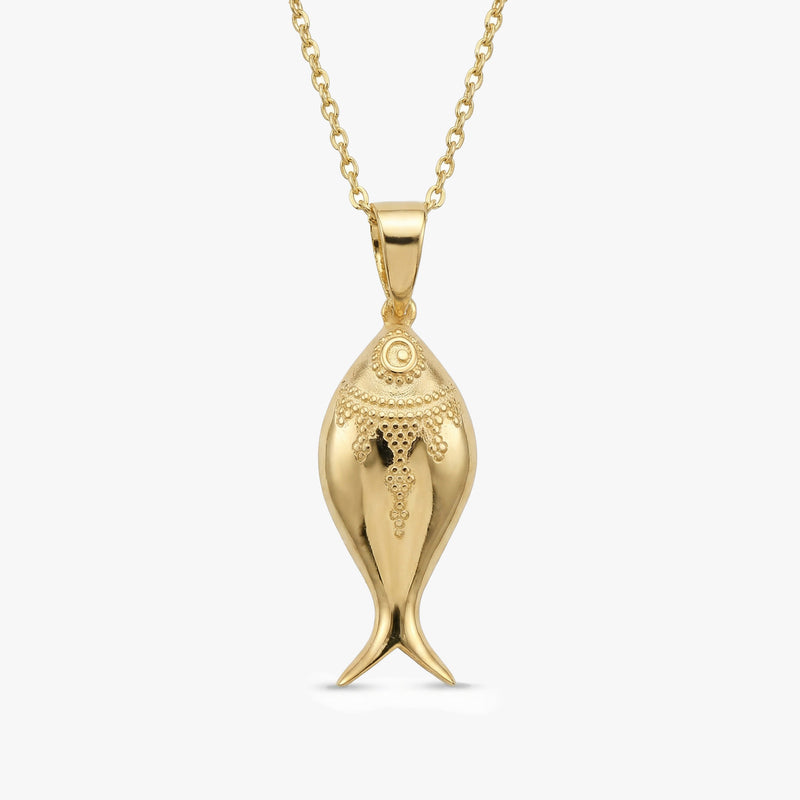 Gold Fish Pendant Necklace