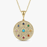 Gold Multicolour Medallion Necklace