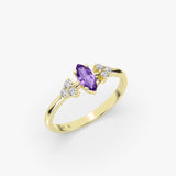 Amethyst Marquise Lab Grown Diamond Ring