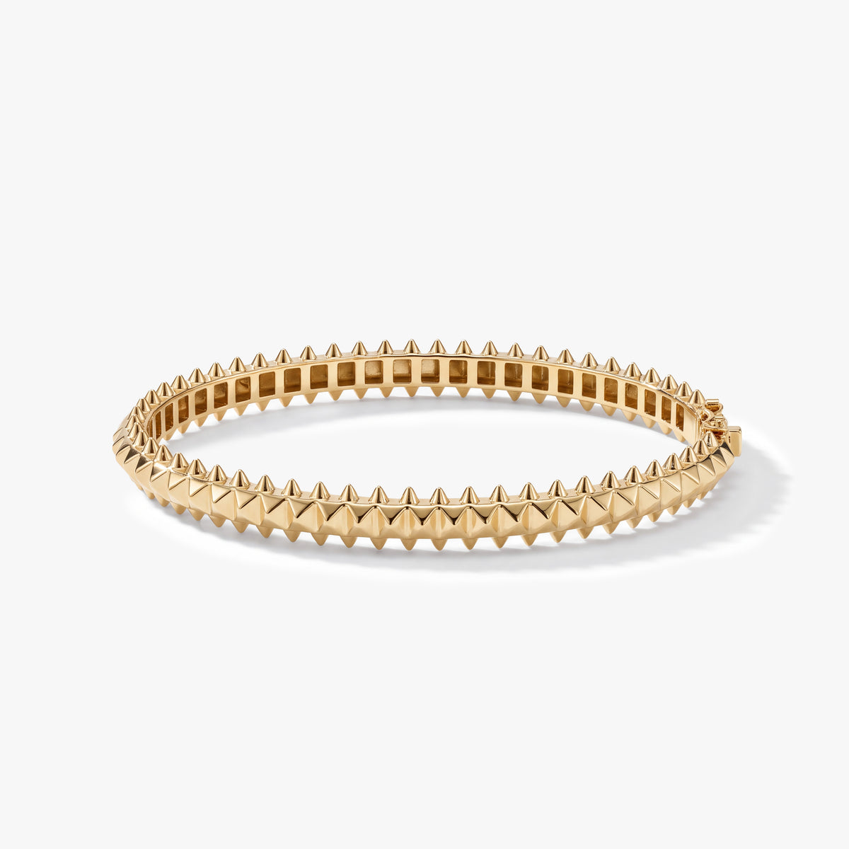 14K Solid Gold Spiked Bangle Bracelet