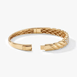14K Solid Gold Diamond Twist Bangle Bracelet