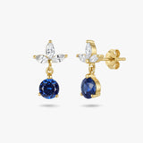 Round Drop Earrings with Marquise White Sapphire Accents