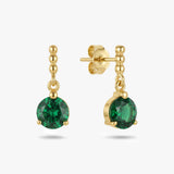 Round Drop Earrings with Beaded Chain Detail in Gold