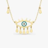 Gold Fringed Evil Eye Necklace