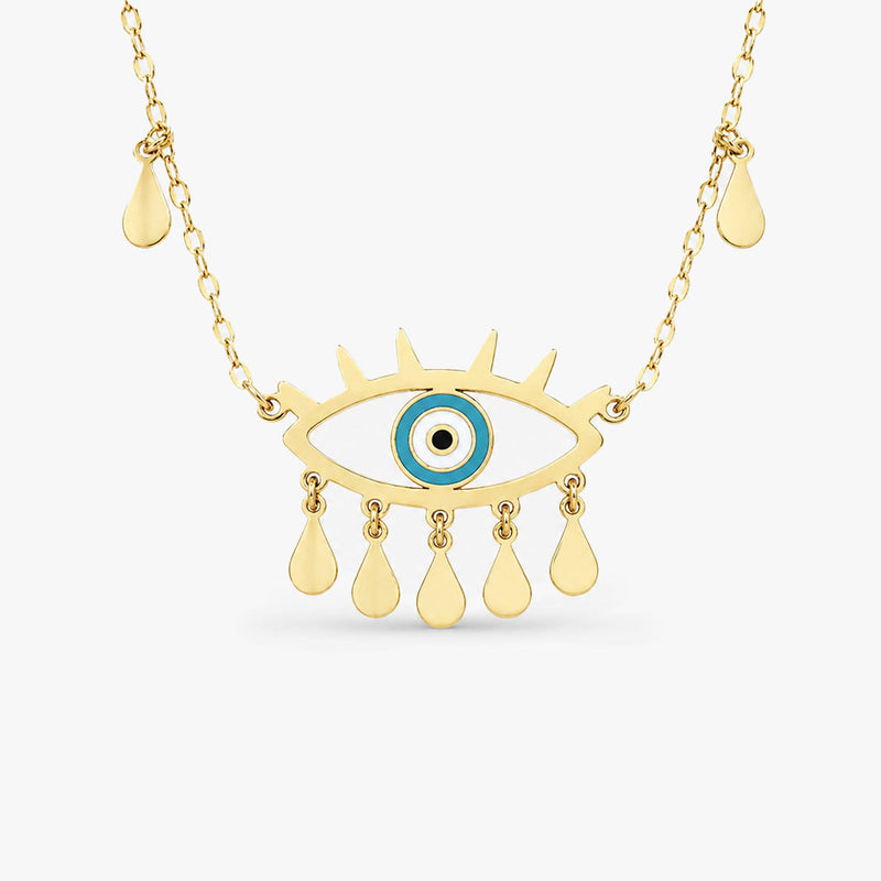 Gold Fringed Evil Eye Necklace