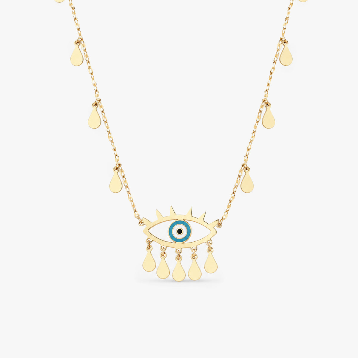 Gold Fringed Evil Eye Necklace